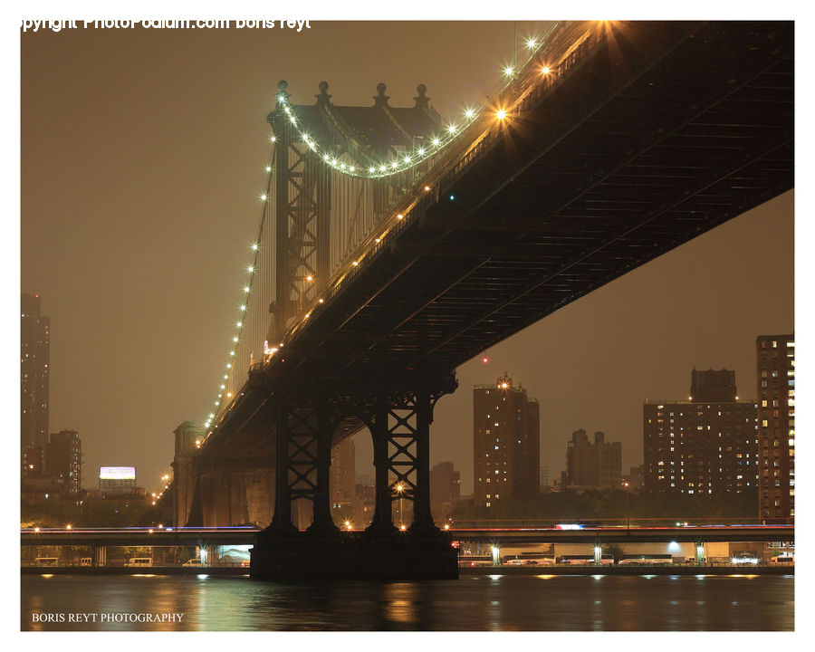 Bridge, Light, Fog, Construction, City, Downtown, Metropolis