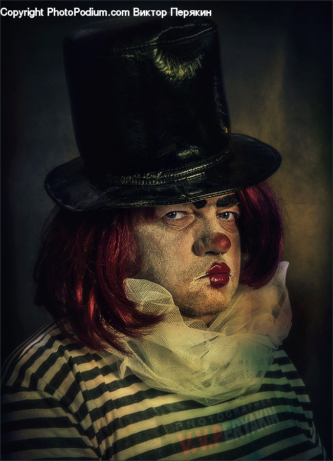 Clown, Performer, Person, Cowboy Hat, Hat, Sun Hat, Face
