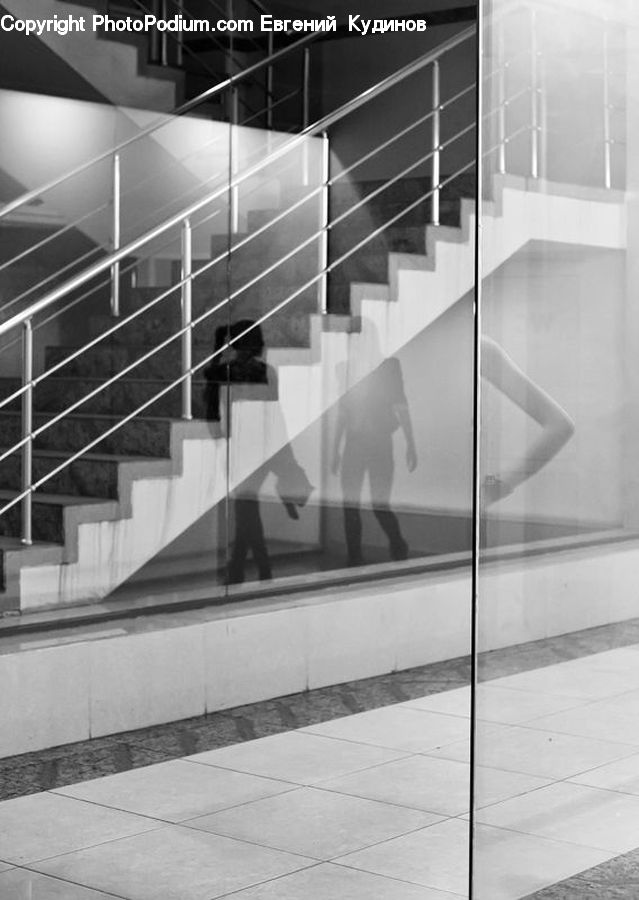 Banister, Handrail, Staircase, Lighting, City, Downtown, Urban