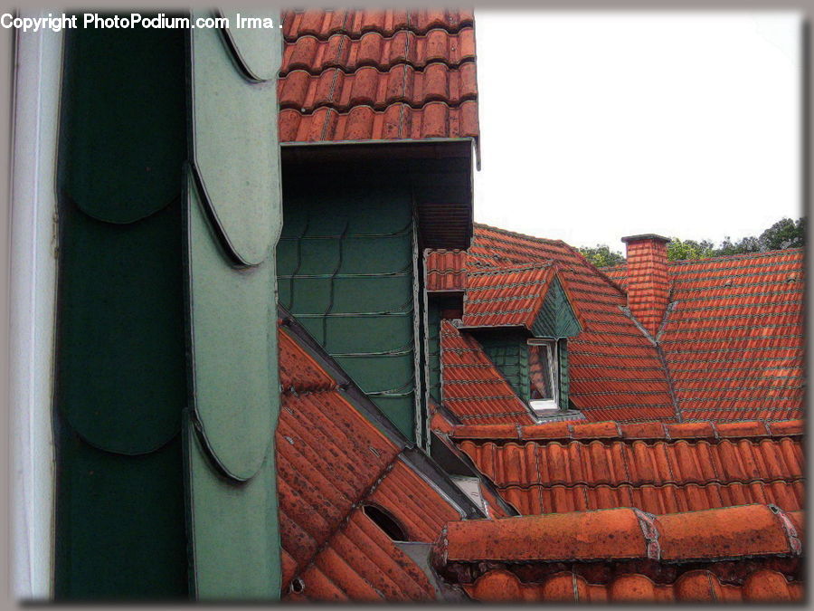 Roof, Tile Roof, Brick, Building, Housing, Apartment Building, High Rise