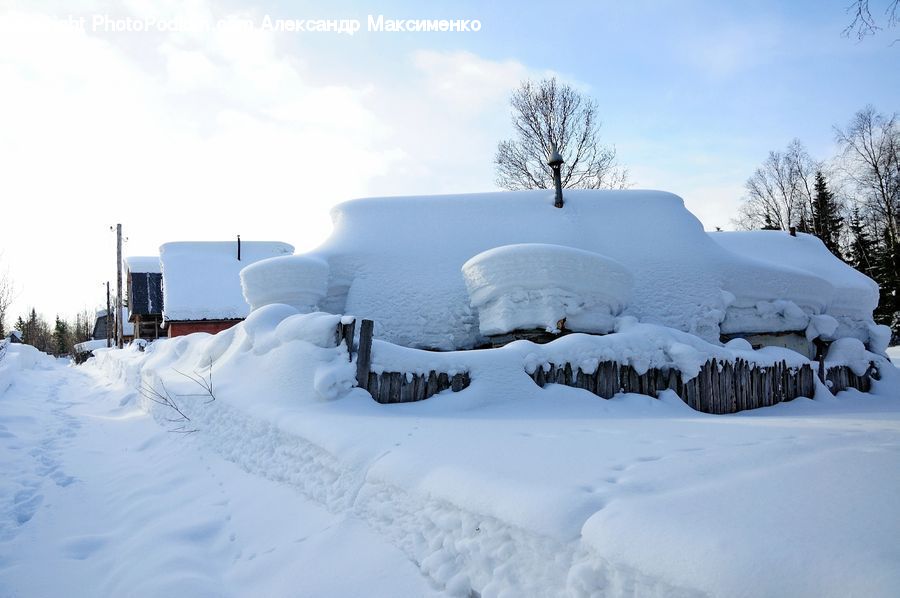 Ice, Outdoors, Snow, Building, Cottage, Housing, Landscape