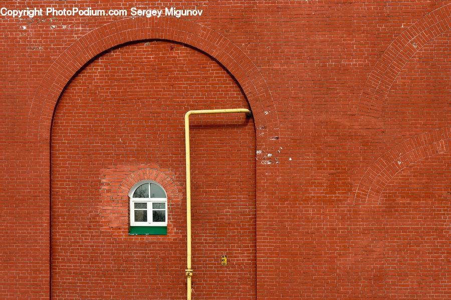 Brick, Window, Building, Arched