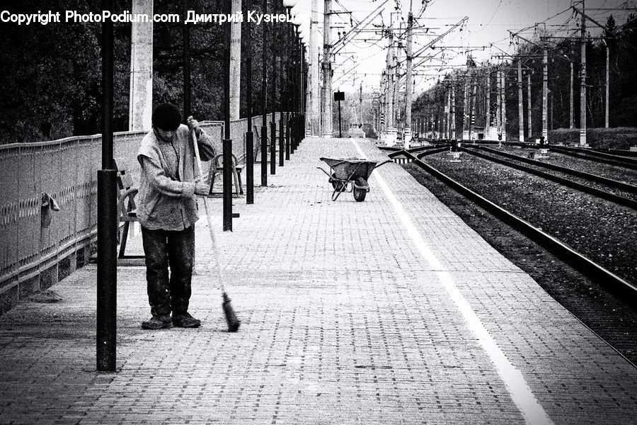 Human, People, Person, Rail, Train Track, Barrow, Vehicle
