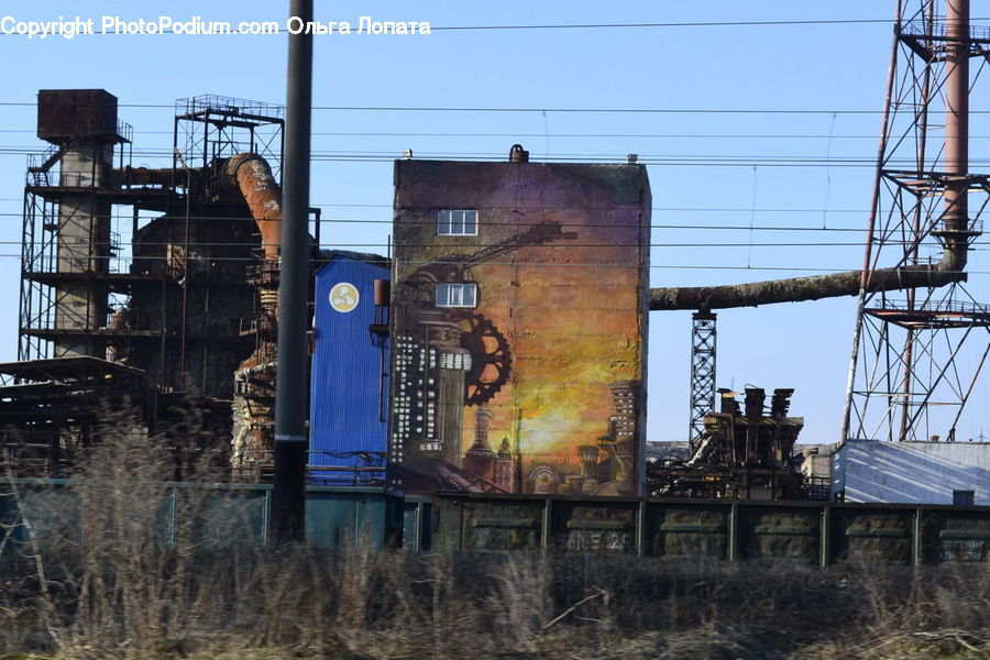 Demolition, Factory, Refinery, Freight Car, Shipping Container, Vehicle, Cabin