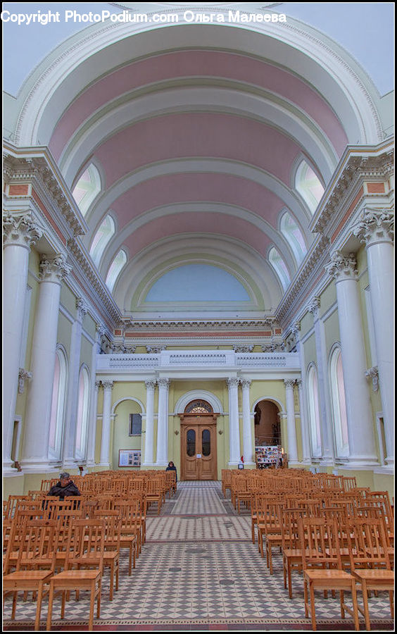 Aisle, Corridor, Chair, Furniture, Dining Table, Table, Altar