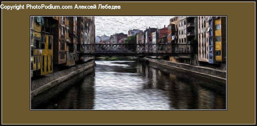 Collage, Poster, Canal, Outdoors, River, Water, Dock