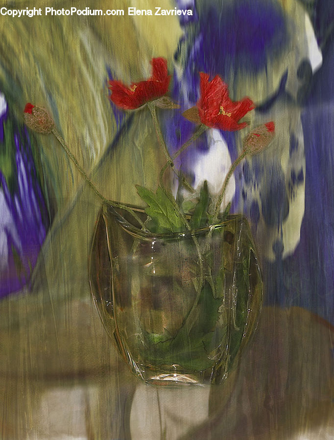 Art, Painting, Glass, Goblet, Modern Art, Blossom, Flora