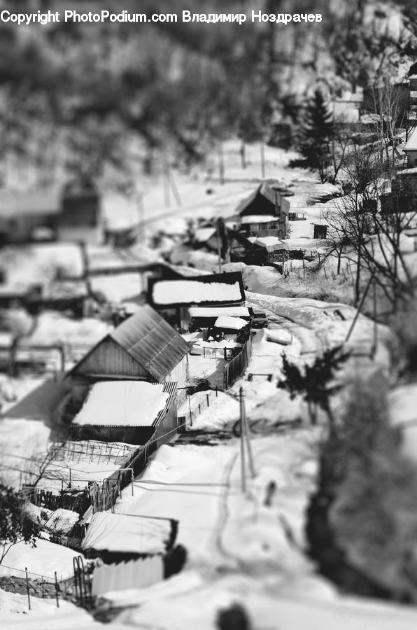 Umbrella, Ice, Outdoors, Snow, Intersection, Road, Building