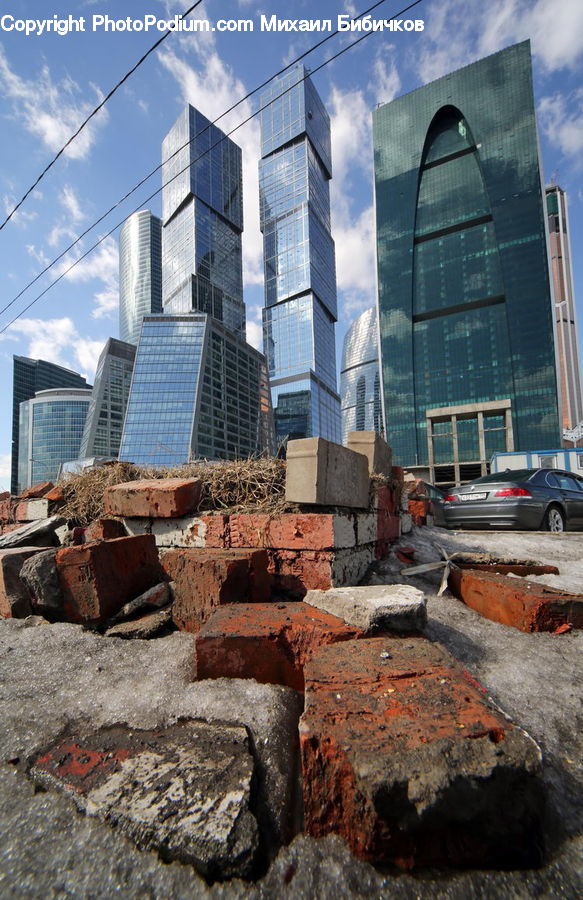 Automobile, Car, Vehicle, Demolition, Brick, Architecture, City