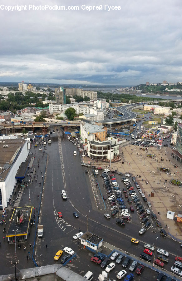 Intersection, Road, Aerial View, Freeway, City, Downtown, Dock