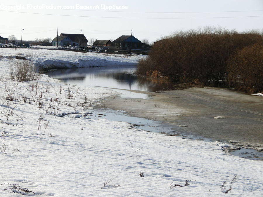 Ice, Outdoors, Snow, Building, Cottage, Housing, Coast