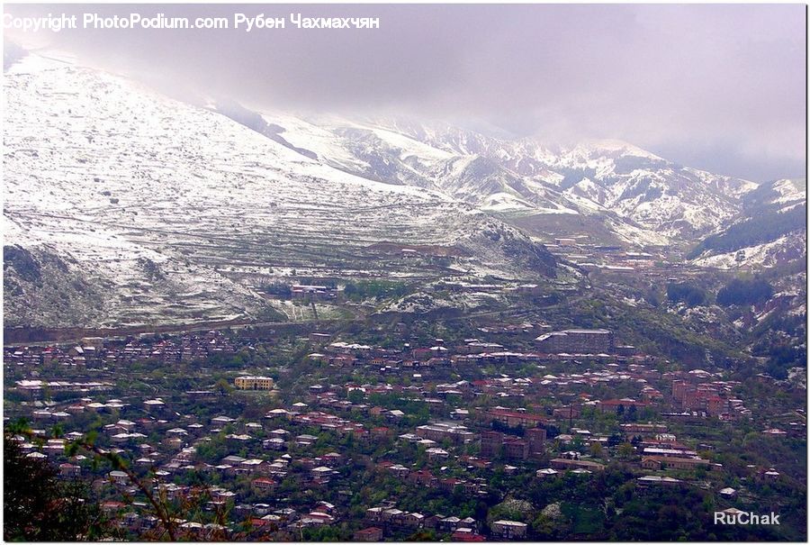Alps, Crest, Mountain, Peak, Building, Downtown, Town