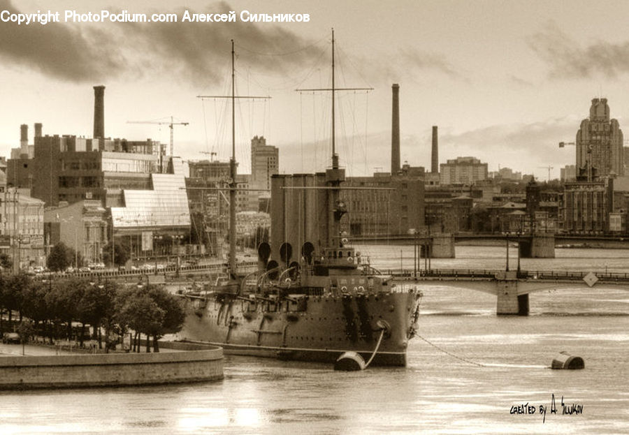 Battleship, Cruiser, Navy, Ship, Vessel, Factory, Canal