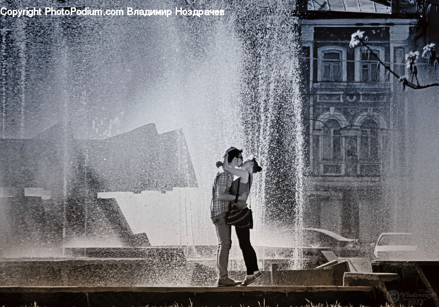 Human, People, Person, Fountain, Water, Car, Wagon