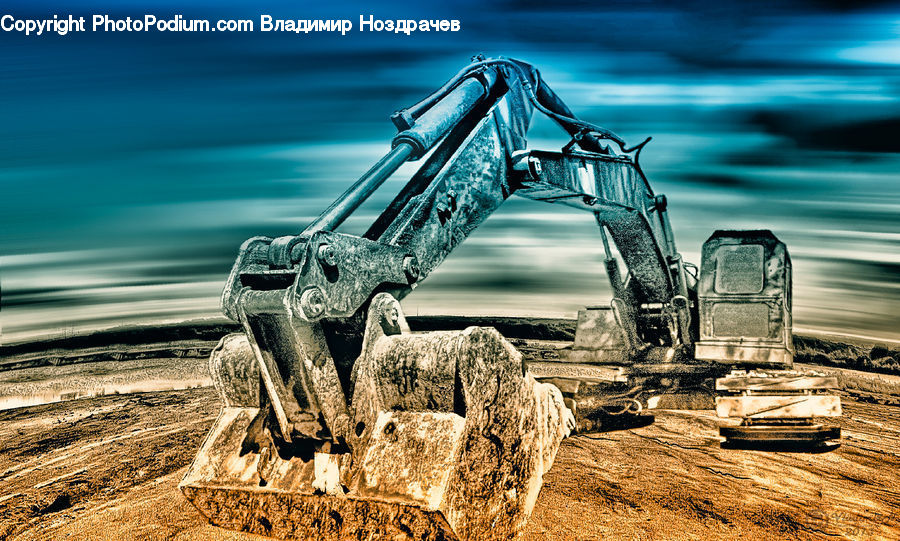 Bulldozer, Tractor, Vehicle, Bench, Art, Sculpture, Statue