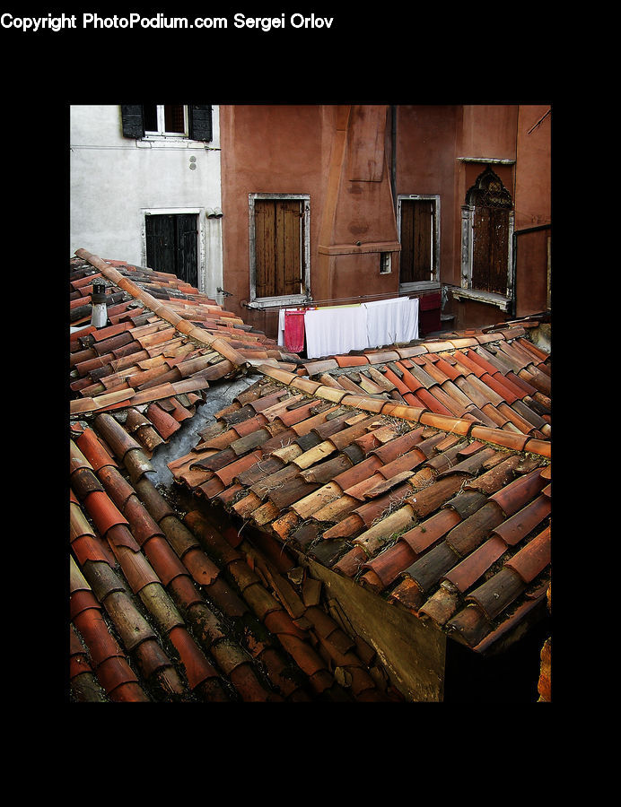 Roof, Brick, Cobblestone, Pavement, Walkway, Apartment Building, Building
