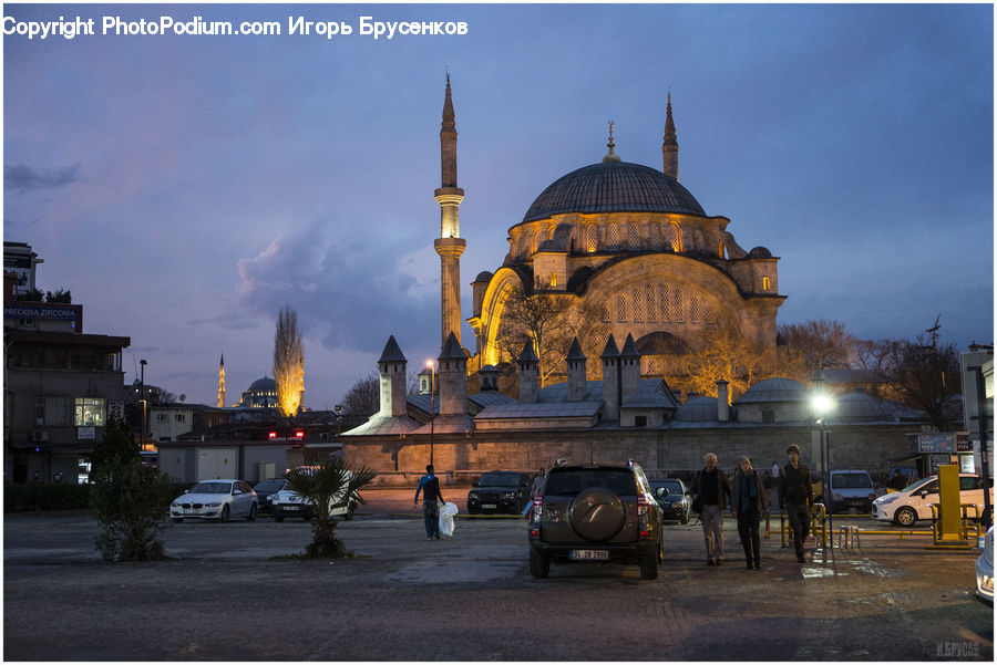 Architecture, Dome, Mosque, Worship, Automobile, Car, Vehicle