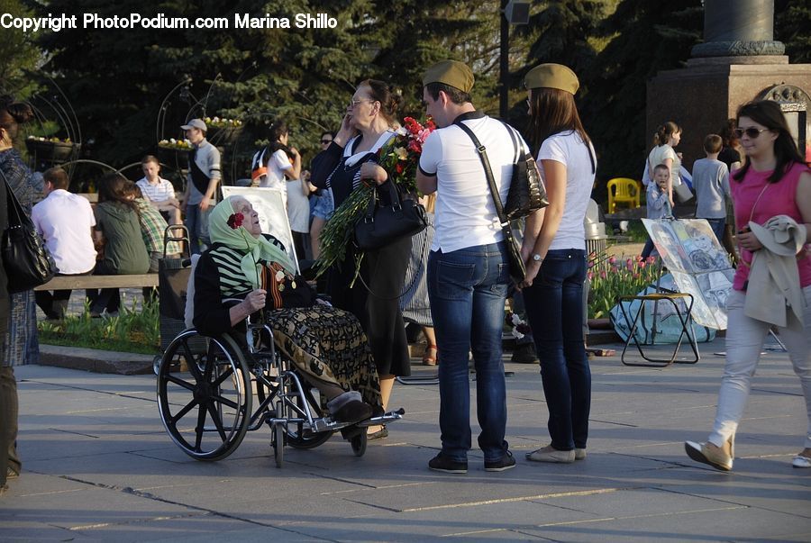 Human, People, Person, Plant, Potted Plant, Carriage, Horse Cart