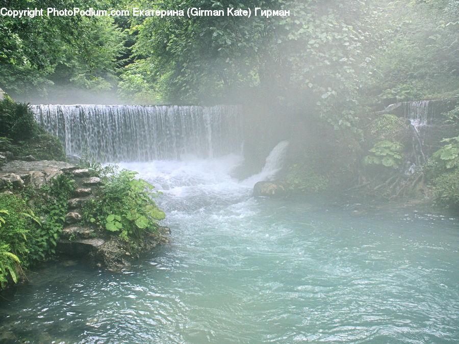 Outdoors, River, Water, Waterfall, Creek, Forest, Vegetation