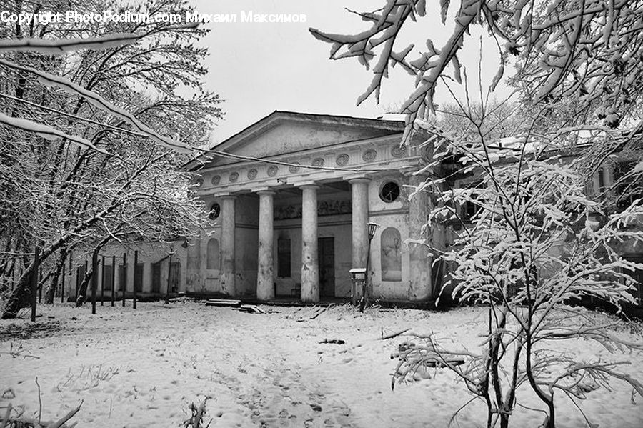 Ice, Outdoors, Snow, Building, Housing, Villa, Plant