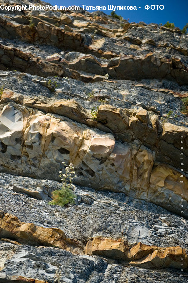 Rock, Cliff, Outdoors, Rubble, Coast, Sea, Water