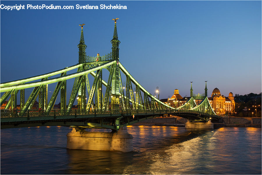 Bridge, Outdoors, River, Water, City, Downtown, Metropolis