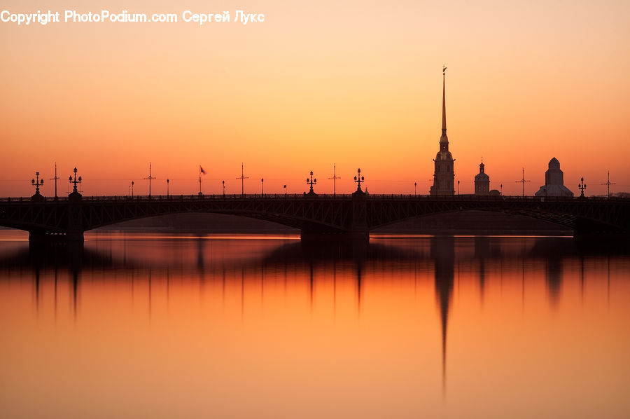 Bridge, Dawn, Dusk, Sky, Sunrise, Sunset, Red Sky