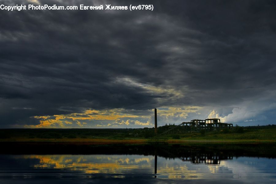 Cloud, Cumulus, Sky, Factory, Refinery, Azure Sky, Outdoors