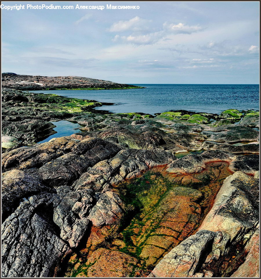 Coast, Outdoors, Sea, Water, Rock, Collage, Poster