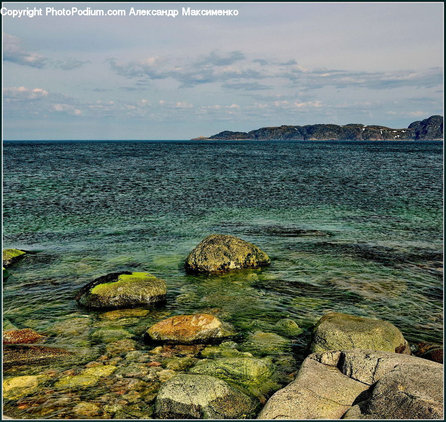 Rock, Coast, Outdoors, Sea, Water, Algae, Moss