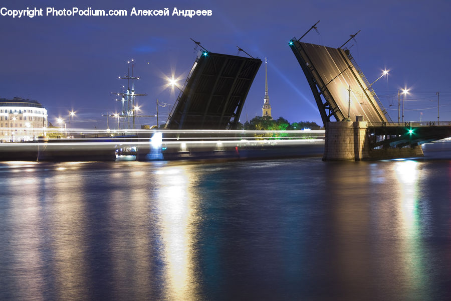 Auditorium, Bridge, City, Downtown, Metropolis, Urban, Night