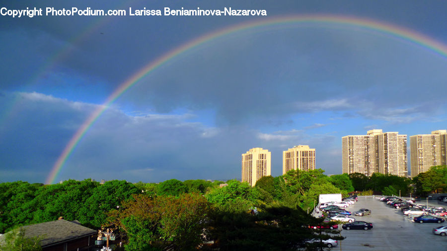 Outdoors, Rainbow, Sky, Flood, Building, Housing, City