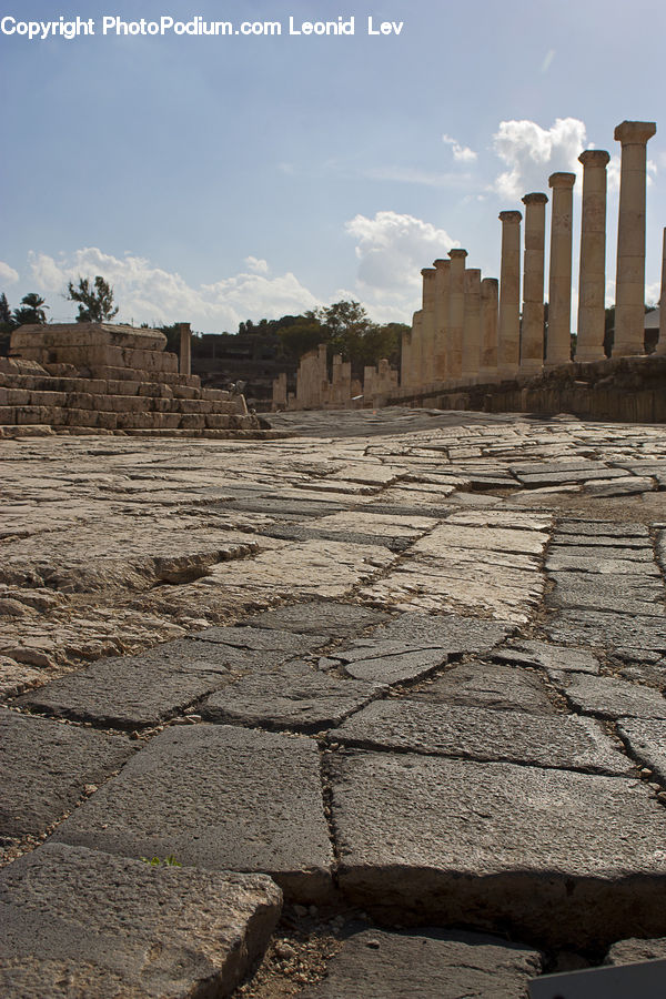 Column, Pillar, Ruins, Ground, Soil, Ancient Egypt, Rock