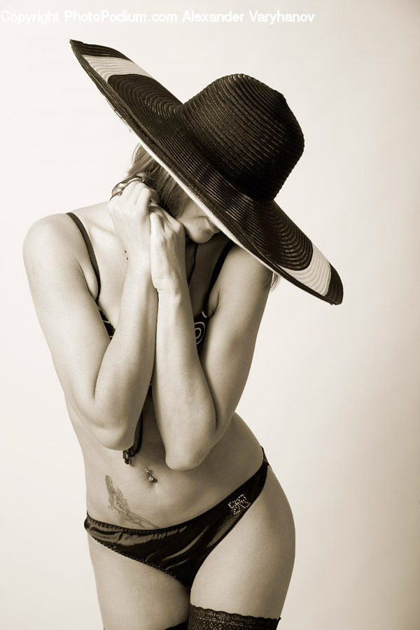 Cowboy Hat, Hat, Sun Hat, Bikini, Maillot, Swimwear, Bra