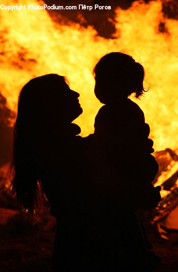 Human, People, Person, Fire, Fireman, Dusk, Outdoors