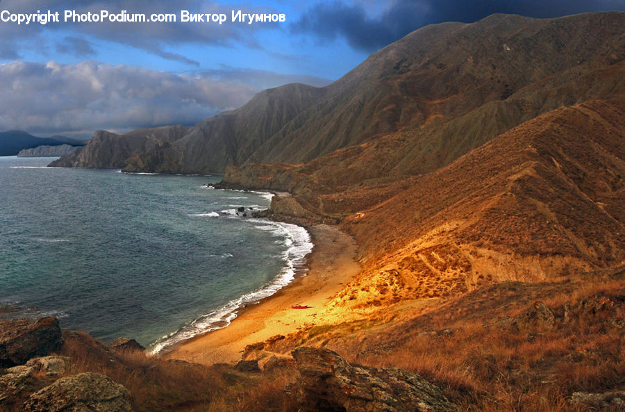 Promontory, Cliff, Outdoors, Coast, Sea, Water, Beach