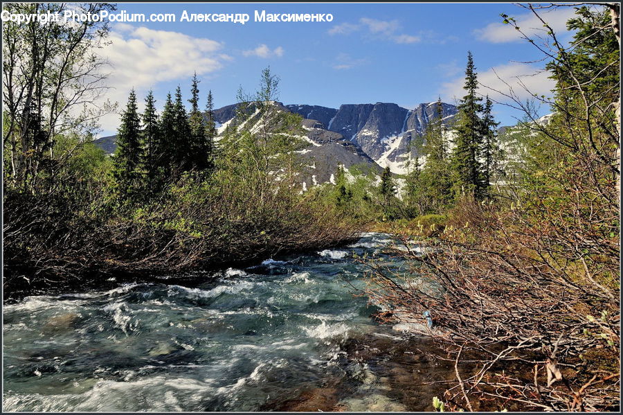 Creek, Outdoors, River, Water, Crest, Mountain, Peak