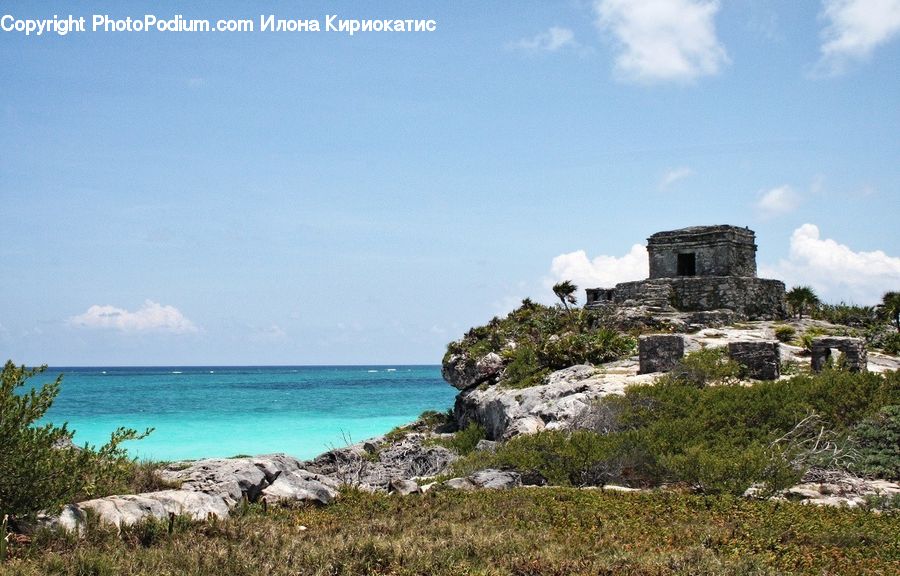Ruins, Promontory, Beach, Coast, Outdoors, Sea, Water