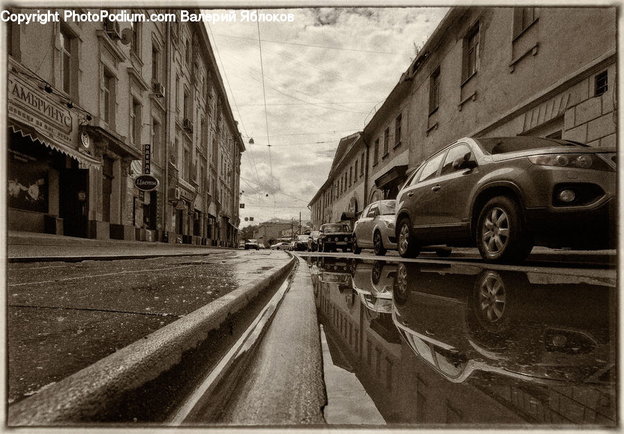 Alley, Alleyway, Road, Street, Town, Car, Suv