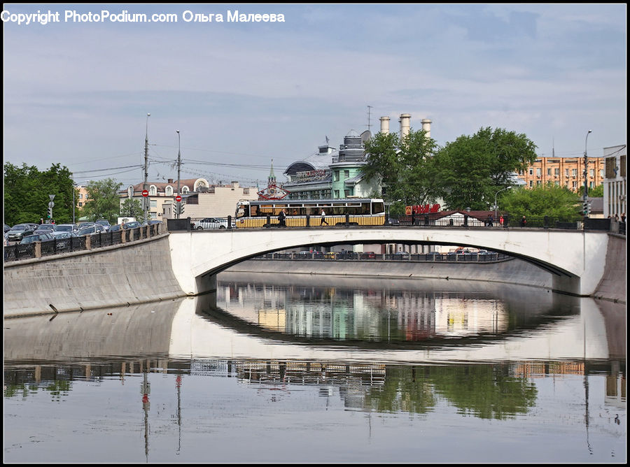 Canal, Outdoors, River, Water, Train, Vehicle, Dock