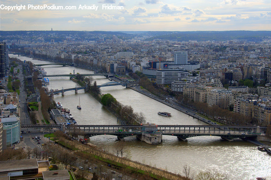 Aerial View, City, Downtown, Metropolis, Urban, Intersection, Road