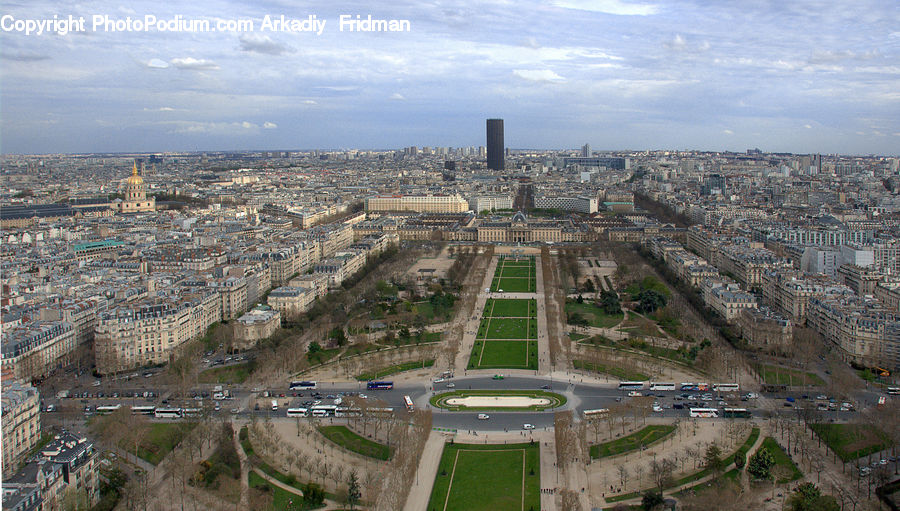 Aerial View, City, Downtown, Metropolis, Urban, Building, Baseball