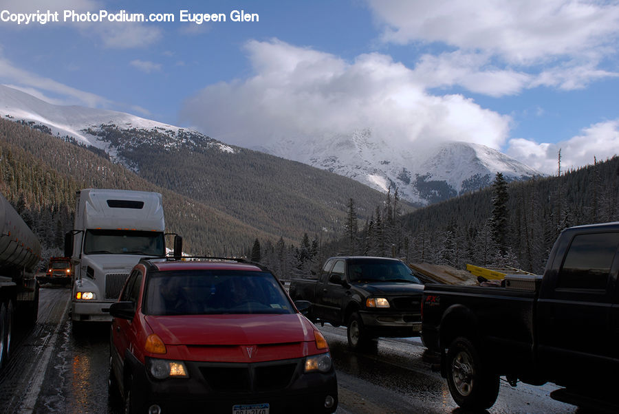 Automobile, Car, Vehicle, Pickup Truck, Truck, Traffic Jam, Caravan