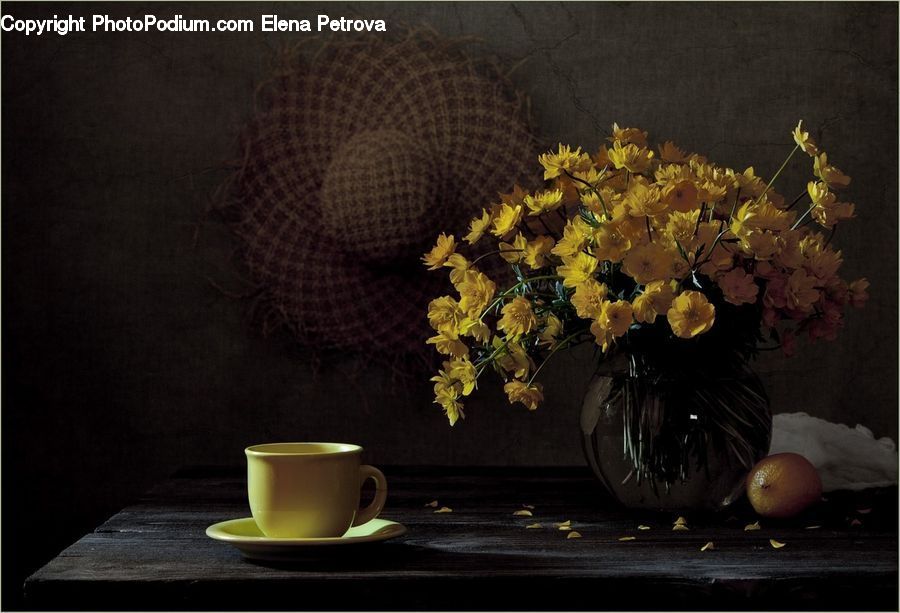 Plant, Potted Plant, Cup, Art, Painting, Still Life, Porcelain
