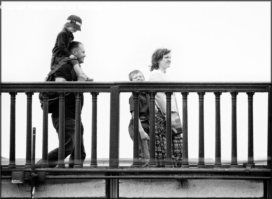 People, Person, Human, Column, Pillar, Railing, Silhouette