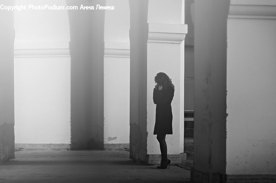 People, Person, Human, Column, Pillar, Silhouette, Alley