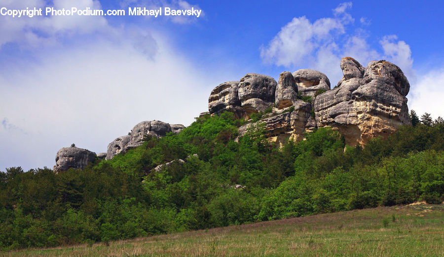 Rock, Field, Grass, Grassland, Land, Outdoors, Nature