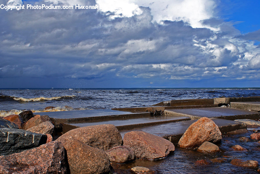 Coast, Outdoors, Sea, Water, Rock, Beach, Ruins