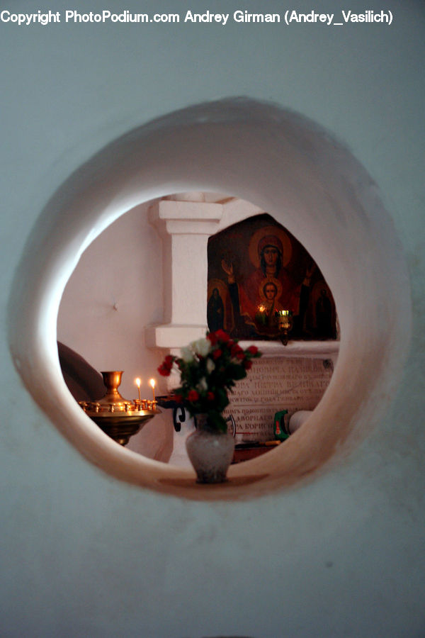 Plant, Potted Plant, Hole, Porthole, Window, Buddha, Person