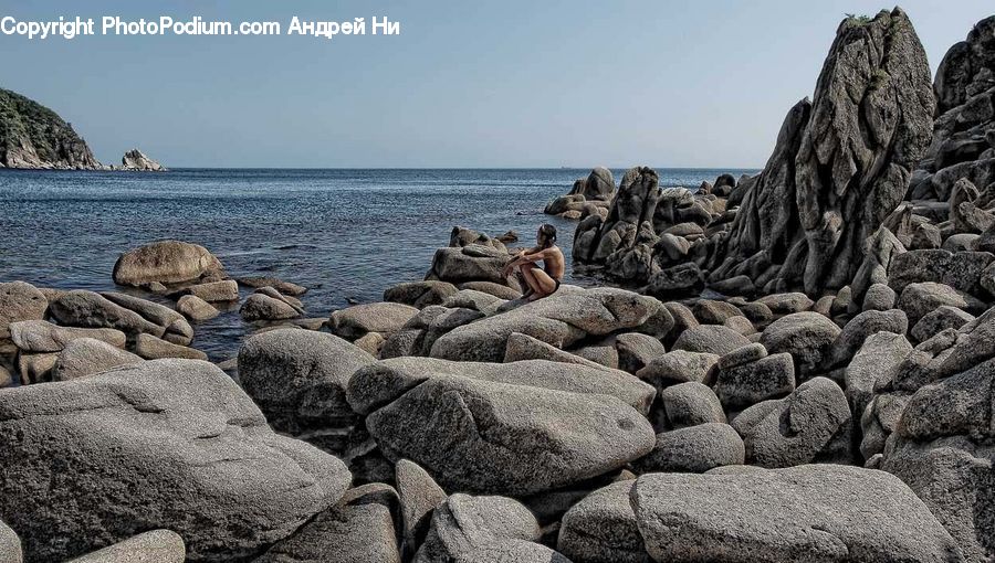 Rock, Coast, Outdoors, Sea, Water, Sand, Soil